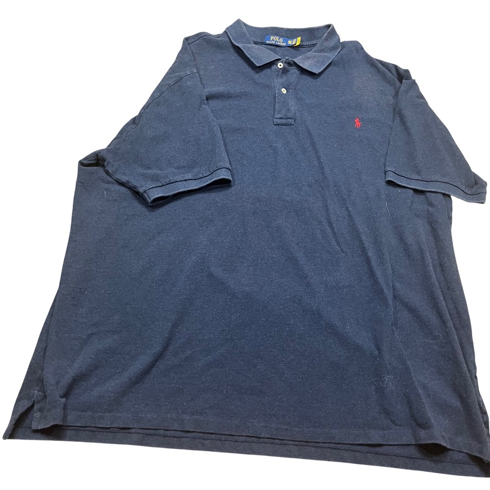 Polo Ralph Lauren Mens‎ 4XLT Navy Blue Short Sleeve Pique Polo Shirt Red Pony